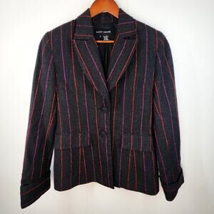 Randy Kemper Black Pinstripe Blazer Size 4 Artsy Business Office Career Preppy